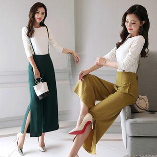 Set: 3/4-sleeve Top + Spaghetti Strap Pants