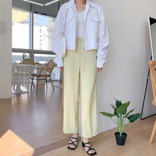Drop-shoulder Tie-hem Jacket