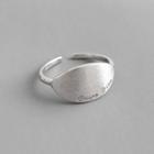 925 Sterling Silver Lettering Oval Disc Open Ring Silver - Size 14