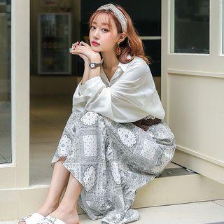 Frill-trim Maxi Paisley Skirt