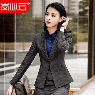 Pinstripe Blazer / Dress Pants / Mini Pencil Skirt / Plain Shirt / Set