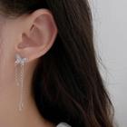 Butterfly Asymmetrical Alloy Earring 1 Pair - Butterfly Asymmetrical Stud Earrings - Silver - One Size