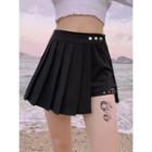 Pleated Asymmetric Mini Skirt With Thigh-ring