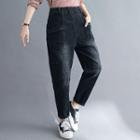 Washed High-waist Harem Pants