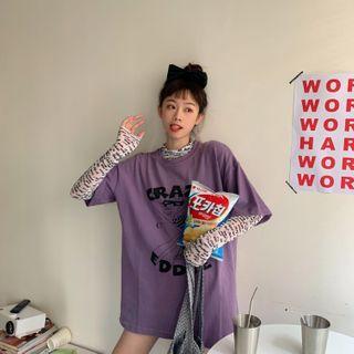 Long-sleeve Lettering Top / Short-sleeve Cartoon Print T-shirt