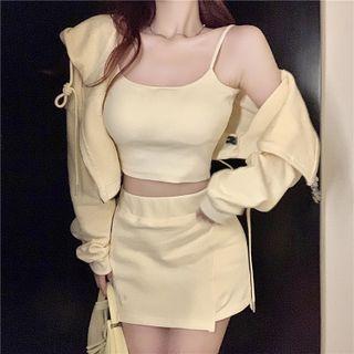 Plain Camisole Top / Cardigan / Mini Skirt