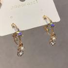 Rhinestone Star Faux Pearl Dangle Earring 1 Pair - Silver Pin - As Shown In Figure - One Size