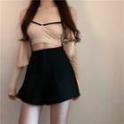Light Jacket / Contrast Trim Cropped Camisole / Drawstring Mini Pencil Skirt / Set