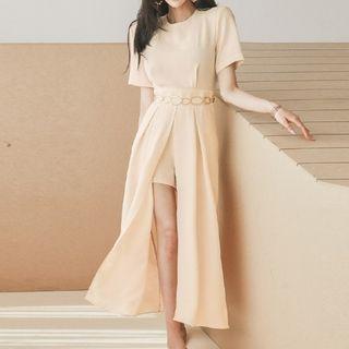 Short-sleeve Mock Two-piece Romper