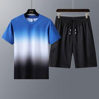Set: Short-sleeve Gradient T-shirt + Sweatshorts