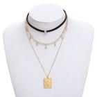 Alloy Pendant Layered Choker Necklace 2113 - Gold - One Size