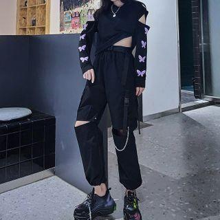 Cutout Hoodie / Cargo Pants / Set