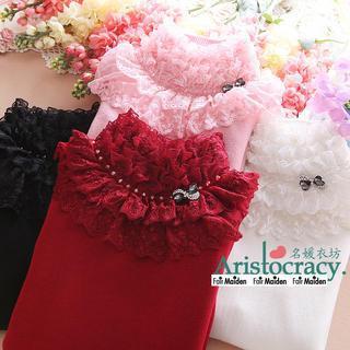 Lace Panel Mock-neck Knit Top