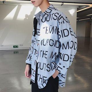3/4-sleeve Letter Shirt