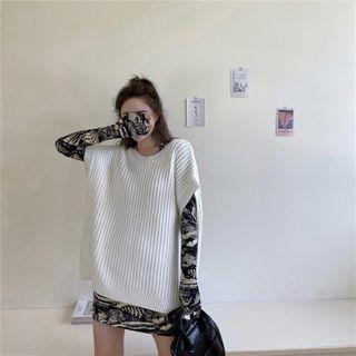 Short-sleeve Knit Top / Turtleneck Long-sleeve Printed Top / Long-sleeve Mini Printed Dress