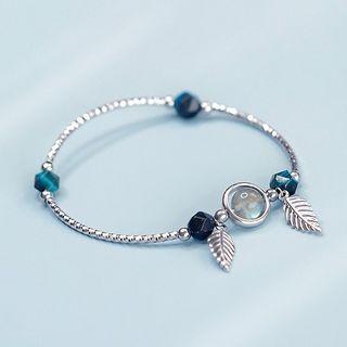 Leaf Gemstone Sterling Silver Bracelet Silver & Blue - One Size