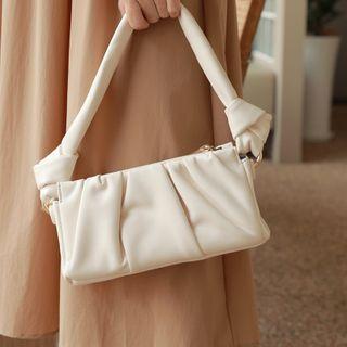 Draped Faux-leather Shoulder Bag