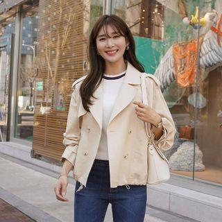 Epaulet Linen Blend Trench Jacket