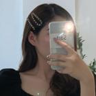 Set: Metal Alloy Hair Pin + Hair Clip Set Of 2 - Black & Gold - One Size