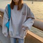 Letter Embroidered Pullover Gray - One Size