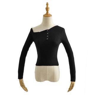 Long-sleeve Asymmetrical Henley Top