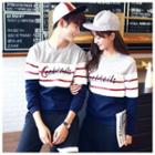 Couple Matching Colour Block Letter Pullover