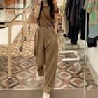 Short-sleeve T-shirt / Suspender Loose Fit Pants / Set