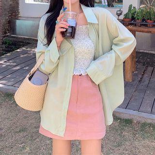 Ruffle Trim Camisole Top / Plain Shirt