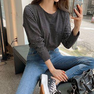 Plus Size Stripe Cotton T-shirt