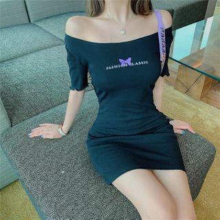 Butterfly Print Short-sleeve Dress