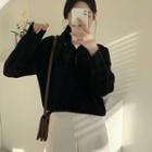 Zip-front Rib-knit Top