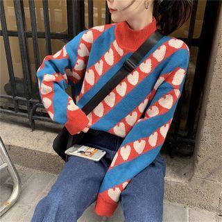 Heart Pattern Sweater As Shown In Figure - One Size