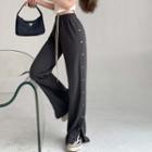 Buttoned Side Straight-leg Pants