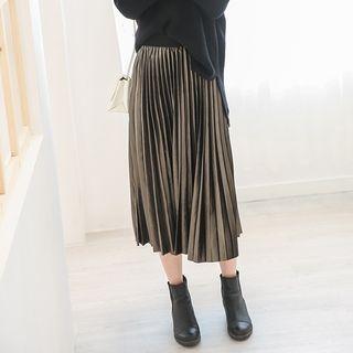 Velvet Accordion Pleated Skirt