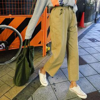 Wide-leg Cotton Chino Pants