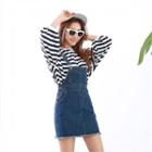 Fray-hem Denim Suspender Dress