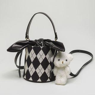 Top Handle Argyle Bucket Bag