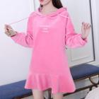 Lettering Hooded A-line Dress