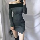 Asymmetric Off-shoulder Mini Sheath Dress