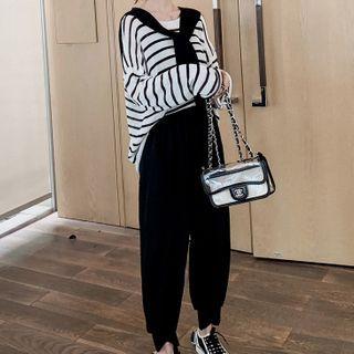 Set: Striped Paneled Sweater + Harem Pants