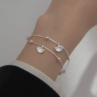 Leaf Layered Sterling Silver Bracelet 1 Pc - S925 Silver - Bracelet - White - One Size