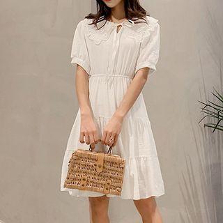 Layered Collar Short-sleeve A-line Dress