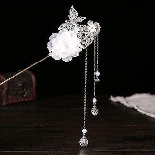 Flower Accent Tasseled Hair Stick
