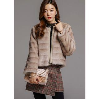 Zip-up Gradient Faux-fur Jacket