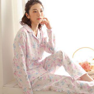 Loungewear Set: Floral Print Shirt + Pants