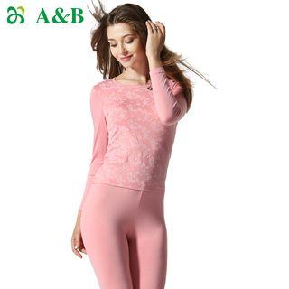 Set: Floral Print Long-sleeve T-shirt + Leggings