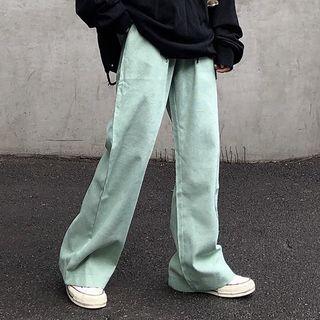 Corduroy Embroidered Wide Leg Jeans