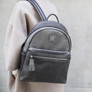 Tasseled Faux-leather Backpack