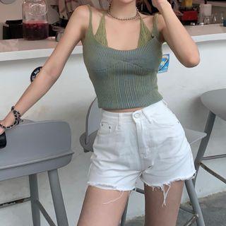 Mock Two-piece Knit Halter Top