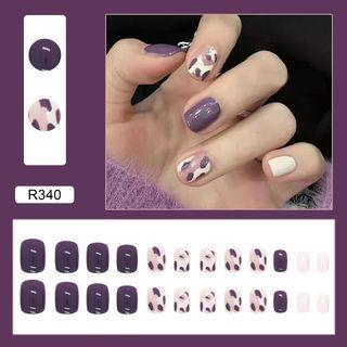 Milk Cow Print Faux Nail Tips R340 - Purple - One Size
